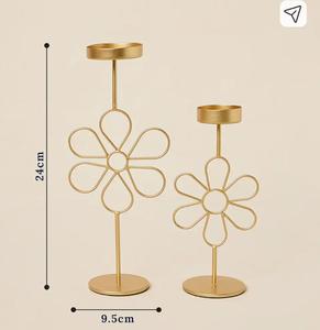 Candelero de Metal Dorado con Forma de Flor para Decoración del Hogar, Portavelas Cilíndrico Resistente al Calor - Product Image 3