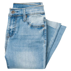 Jean évasé pour homme grande taille, taille mi-haute, délavé à la pierre, bleu uni, en coton, avec braguette boutonnée, tissé, décontracté - Product Image 3