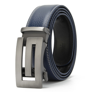 Black Genuine Leather <b>Belt</b> Men Formal Rectangular Steel Plate Buckle Durable Solid Color <b>Dress</b> <b>Belt</b> - Product Image 4