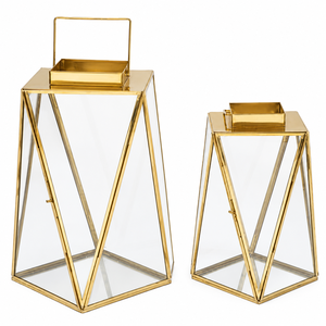 Lanterne à bougie géométrique en métal noir et verre style ferme, porte-bougie pyramidal pour jardin extérieur, patio et centre de table de mariage - Product Image 6