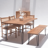 Table à manger Vandana Zentrix Zenova en bois d'acacia foncé avec un design contemporain fait main