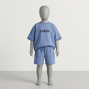 Conjunto de Camiseta y Pantalones Cortos, Estilo Deportivo de Verano, Ropa para Bebés, Algodón de Bambú Tejido, Conjunto de 2 Piezas para Niños, Conjunto de Pijamas para Niños - Product Image 3