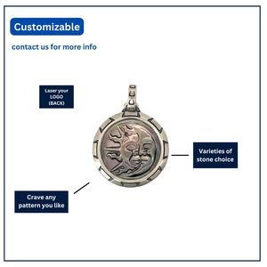 Colgante Unisex de Plata de Ley 925 con Diseño de Madreperla Negra Redonda y Temática de Sol, Dije Duradero, Estilo Casual/Deportivo - Product Image 3