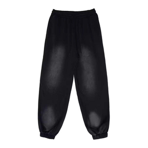 Heavyweight Regular Fit Custom Acid Wash <b>Waterproof</b> Cotton Sweatpants 240g Plain Wide Leg Men <b>Trousers</b> - Product Image 5