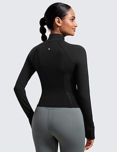Camiseta de Yoga para Mujer INDEX, Azul, Media Cremallera, Manga Larga, Ajuste Ceñido, Transpirable, Spandex/Poliéster, Ropa Deportiva, Diseño Sin Costuras, Color Sólido - Product Image 2