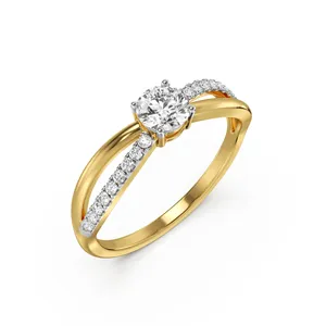 Bague de fiançailles en diamant de culture, éclat en grappe, pour femme, bague statement, cadeau d'anniversaire, bague de promesse, or massif 14 carats - Product Image 1
