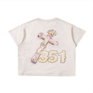Custom Cross Print Oversized Short Sleeve T-Shirt <b>Men</b> Street Style Cotton O-Neck Jersey Fit - Product Image 2