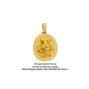 จี้คู่ทองคำแท้ 18K ประดับเพชรแบบ Pave พร้อมใบรับรอง IGI สไตล์ฮิปฮอป ลายตัวเลข ดีไซน์ศาสนา งานแฮนด์เมด ของขวัญเครื่องประดับ - Product Image 3