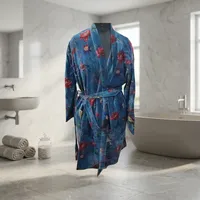 Robe en velours pour femmes, longue, imprimé floral, col en v, manches longues, douce et confortable, vêtements de nuit d'hiver, fermeture à cordon
