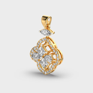 Collar con Colgante de Diamantes en Oro Amarillo de Lujo, Diseño de Flor con Corte Princesa, Joyería de Compromiso para Mujer - Product Image 3