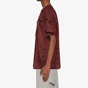 Service OEM, t-shirt personnalisé imprimé, coupe ample, effet usé, pour hommes, 100% coton, vente en gros, prix bas, t-shirt homme effet usé - Product Image 6