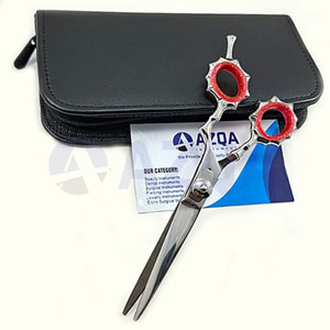 Ciseaux de coiffure professionnels en acier inoxydable avec anneaux en silicone rouge, manche décoratif pour salon de coiffure, coupe de cheveux - Product Image 5