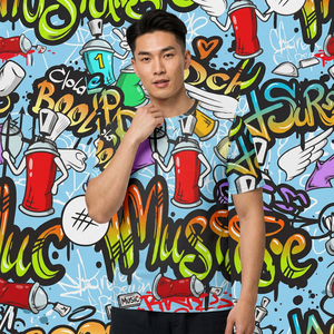 เสื้อยืดแขนสั้นผู้ชาย พิมพ์ลายดิจิทัล ดีไซน์ศิลปะ คอกลม ทรงปกติ สไตล์สตรีท ระบายอากาศได้ดี ผลิตจากผ้าโพลีเอสเตอร์ถัก - Product Image 6