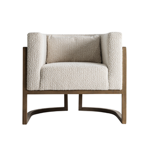 Sillón de Salón de Lujo para Interiores, Madera de Teca Sólida con Panel de Ratán Tejido Natural, Silla Acolchada con Estructura Curva, Muebles de Resort - Product Image 1