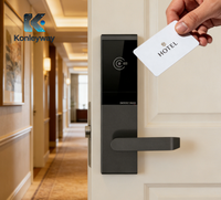 Serrure d'hôtel ultra-fine en aluminium, déverrouillage par clé/carte, durable, installation facile, M1, verrouillage automatique, enregistrement des données, 30 000 ouvertures, détection 3 cm