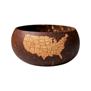 Bol en Coque de Noix de Coco Poli de Haute Qualité, Écologique, Fait Main, Décoration Artistique Gravée, Style Américain, Cadeau Unique pour le 4 Juillet - Product Image 2