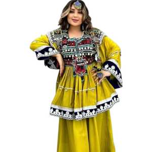 Prix de gros, faible MOQ, robes longues style afghan Kuchi respirantes à manches longues 100% polyester, cadeaux de mariage - Product Image 1