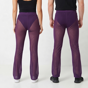 Manufacture See Through Flare <b>Leggings</b> Quick Dry Lightweight Transparent Flare Pants Unisex Fashion Style Sheer <b>Mesh</b> <b>Leggings</b> - Product Image 2