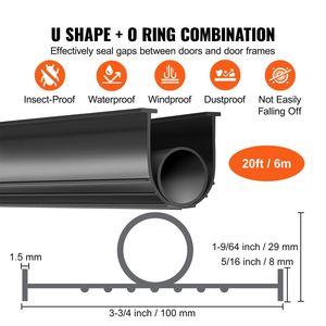 Guarnizioni Universali per Porte da Garage, Guarnizione Inferiore in Gomma a Forma di U + O-Ring, Guarnizione Impermeabile per Soglia - Product Image 2