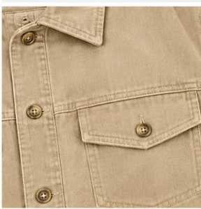 <b>Men's</b> Beige Colour <b>Corduroy</b> <b>Jacket</b> Turn-down Collar Button Closure - Product Image 3