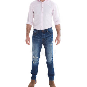 Jeans Clásicos de Corte Ajustado, Elásticos, Lavados y Desgastados, Diseño de Pierna Recta, Cómodos, Casuales, para Uso Diario, Pantalones de Moda - Product Image 2