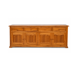 Buffet en bois massif avec 4 portes et 4 tiroirs, armoire de rangement traditionnelle pour salle à manger, usage domestique - Product Image 1