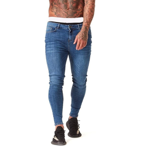 Jeans bleus classiques vintage sur mesure pour hommes, extensibles, respirants, avec fermeture éclair, broderie, boutons et rivets décoratifs, automne-été - Product Image 1