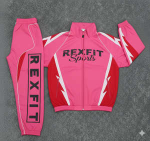 ชุดวอร์ม Rexfit OEM แบบมีโลโก้สะท้อนแสง ผลิตจากผ้าโพลีเอสเตอร์ผสมคอตตอน สำหรับผู้ชาย พิมพ์ลายสองชิ้น ชุดวอร์มแบบมีซิป ชุดกันลมสำหรับผู้ชาย - Product Image 1