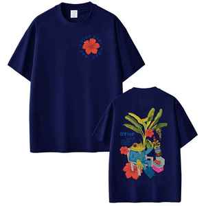 T-shirt rose surdimensionné à manches courtes pour homme, imprimé floral grenouille, col rond, style décontracté, 100 % coton jersey respirant 320g, numérique - Product Image 4