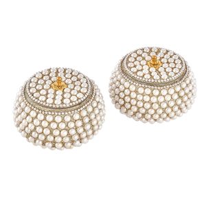 Pearl Kumkum <b>Box</b> Jewellery Dibbi, Decorative Sindoor Storage <b>Box</b> for Pooja, Ring Earring Organizer, <b>Bridal</b> Gift - Product Image 3