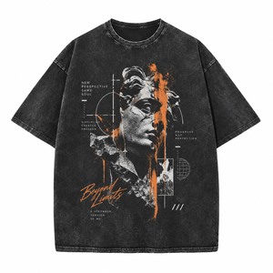 เสื้อยืดฮิปฮอปผ้าฝ้าย 100% 280GSM พิมพ์ลายโลโก้แบบกำหนดเอง ทรงโอเวอร์ไซส์ ซักฟอกสไตล์วินเทจ สีซีดจางแบบซันแซนด์ สำหรับผู้ชาย - Product Image 1
