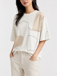 T-shirts amples respirants pour femmes en polyester/coton tricoté, coupe décontractée, logo personnalisé imprimé, séchage rapide, vente en gros - Product Image 4