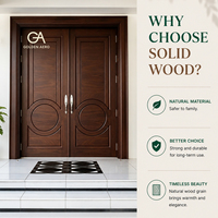 GA-41L Modern Solid Timber Exterior Double Entry Door Scandinavian Circular Grooveline Design for Luxury Villa Direct Factory