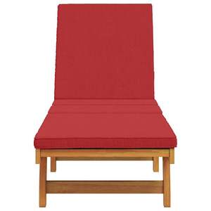 Chaise longue inclinable en bois d'acacia massif, couleur marron, 63 x 199 x 85 cm - Product Image 4