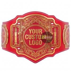 Cinturón de Campeonato Personalizado con Correa de Cuero Roja, Placas de Alta Calidad con Logotipo Personalizado en Dorado, Cinturón de Campeonato de Peso Pesado - Product Image 5