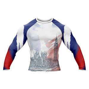 Wholesale Men's Rash Guards Sportswear Custom Logo Digital Print Solid Breathable Lightweight 160g Polyester/Nylon Rash Guards - Product Image 1