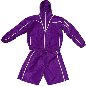 Men's Olive Green Hooded Tracksuit Set Sporty Zip-Up <b>Jacket</b> & Shorts Waterproof Polyester Summer Activewear - Product Image 1