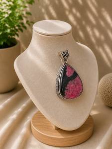 Amuletos de Plata de Estilo Bohemio con Rodonita Negra Hechos a Mano, Joyería de Compromiso para Mujer, Calidad AAA - Product Image 3