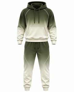 Conjunto Deportivo de 2 Piezas para Hombre, Sudadera con Capucha y Pantalones de Chándal con Cordón, Color Degradado, Manga Larga, Ropa Deportiva Informal - Product Image 2