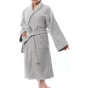 Peignoir unisexe de luxe en tissu éponge, manches longues, longueur genou, en coton doux avec ceinture, couleur unie, confortable et respirant pour l'hiver - Product Image 4