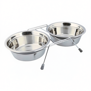 Double gamelle anti-vibration en acier inoxydable pour chiens et chats, 1,5 L, 21 cm - Product Image 3