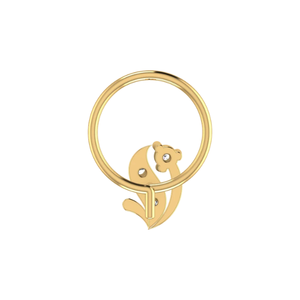 เครื่องประดับเจาะสีทอง14K หมุดจมูกดีไซน์ลายคลื่นดอกไม้เพชรธรรมชาติ0.04ct - Product Image 5