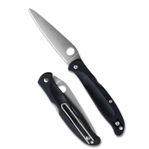 Cuchillos Plegables Premium con Mango Negro, Hoja de Acero Inoxidable con Punta Caída, Agarre Ergonómico con Orificio Redondo para el Pulgar y Bolsillo para Alambre Plateado - Product Image 1