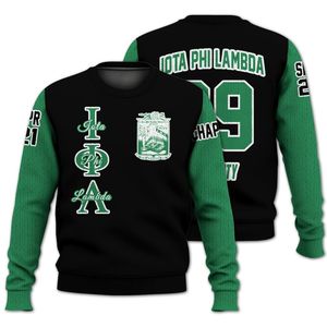 Chaqueta Universitaria Negra Personalizada Iota Phi Lambda, Suéter Tejido de la Hermandad Iota Phi Lambda - Product Image 3
