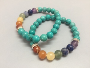 Gemstone Turquoise Chakra <b>Bracelet</b> Handmade Agate Jewellery for Gift Genuine Beaded <b>Bracelets</b> From Amayra Crystals Exports India - Product Image 6