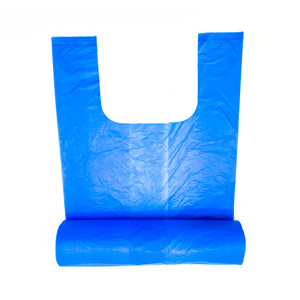 Custom Printed 2024 Biodegradable LDPE Poly <b>White</b> <b>Side</b> Gusset T-Shirt <b>Bags</b> with Vest Handles Plastic Shopping Business Packaging - Product Image 1