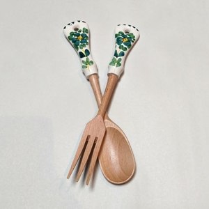 Ensemble d'ustensiles de service en bambou naturel, cuillère et fourchette réutilisables pour la décoration de table et la présentation en cuisine - Product Image 3