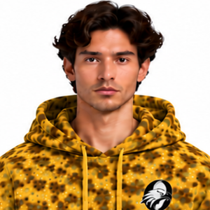 Mustard <b>Leopard</b> <b>Print</b> <b>Hoodie</b> Oversized Pullover Streetwear Sweatshirt Heavyweight Fleece Drawstring Pocket Winter Casual Top - Product Image 3