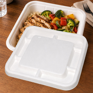 Tazón Redondo para Ensalada de 750 ml, Reciclable, Transparente, Moderno, con Tapa de Bagazo, Envase Desechable Blanco para Alimentos, para Restaurantes y Hogar - Product Image 6