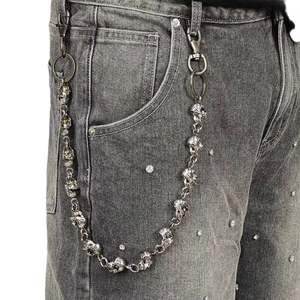 Pantalones Cortos de Mezclilla Personalizados al por Mayor, Estilo Vintage, Cintura Media, Desgastados, Lavado Ácido, con Pedrería, para Hombre - Product Image 5